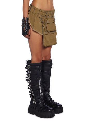 Scorched Earth Utility Mini Skirt - Green