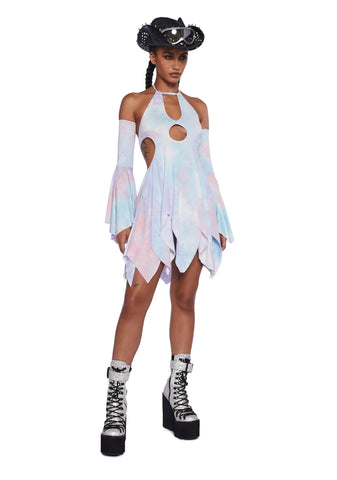 Surreal Mirage Handkerchief Dress - Pink/Purple