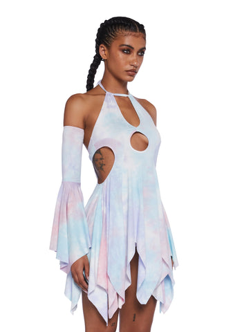 Surreal Mirage Handkerchief Dress - Pink/Purple