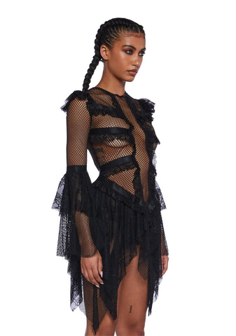 Saints & Sinners Fishnet Mini Dress - Black