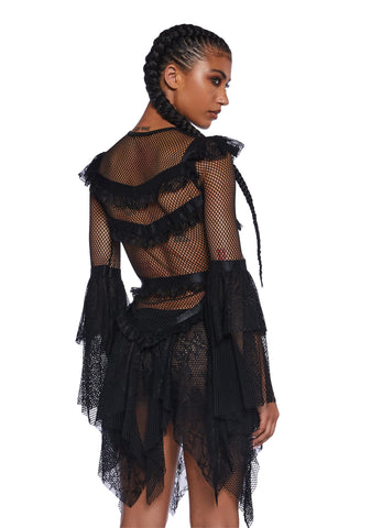 Saints & Sinners Fishnet Mini Dress - Black