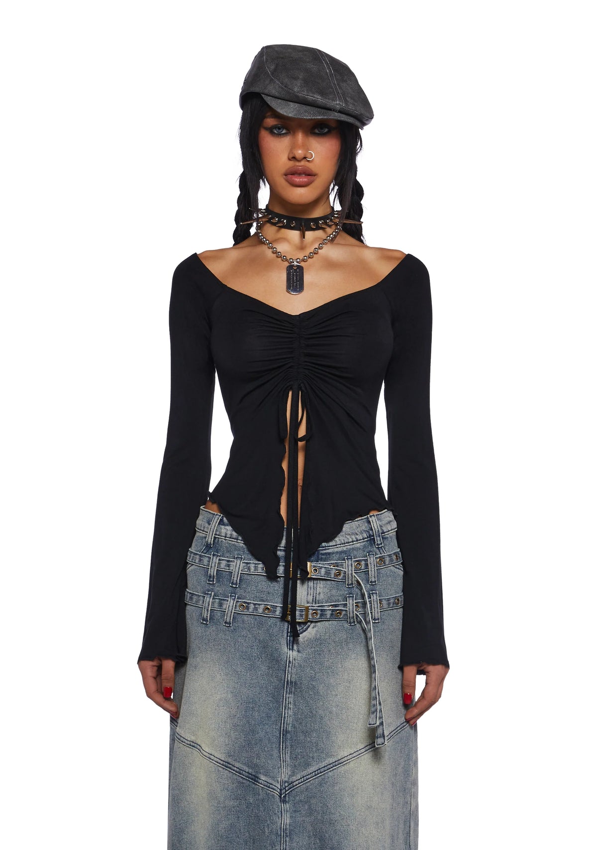 Call It Dreaming Long Sleeve Top - Black