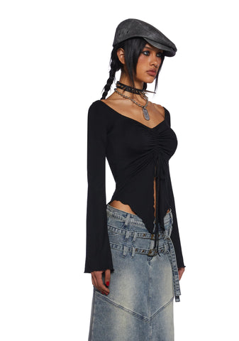 Call It Dreaming Long Sleeve Top - Black