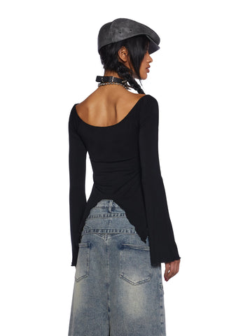 Call It Dreaming Long Sleeve Top - Black