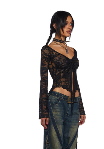 Call It Dreaming Long Sleeve Top - Lace