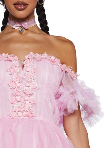 Winter Rose Mini Dress - Pink