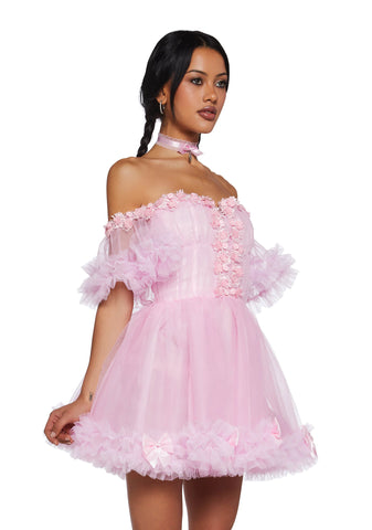 Winter Rose Mini Dress - Pink