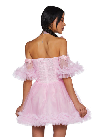 Winter Rose Mini Dress - Pink