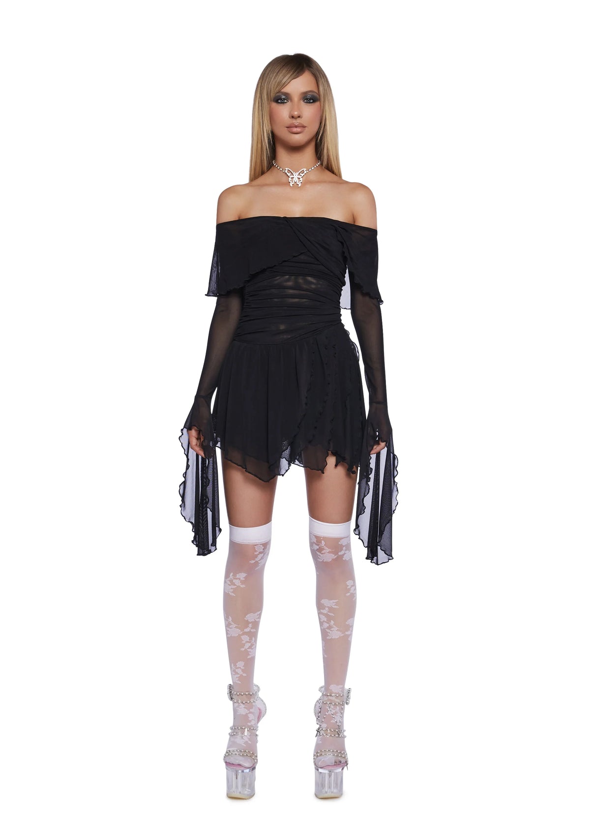 Whimsical Passage Mini Dress - Black