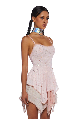 Sparkled Myths Handkerchief Dress - Pink