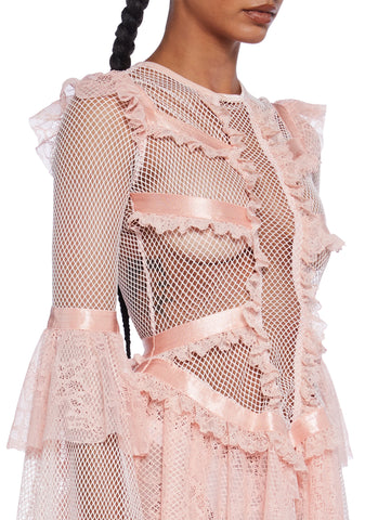 Saints & Sinners Fishnet Mini Dress - Pink