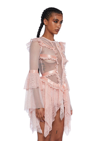 Saints & Sinners Fishnet Mini Dress - Pink