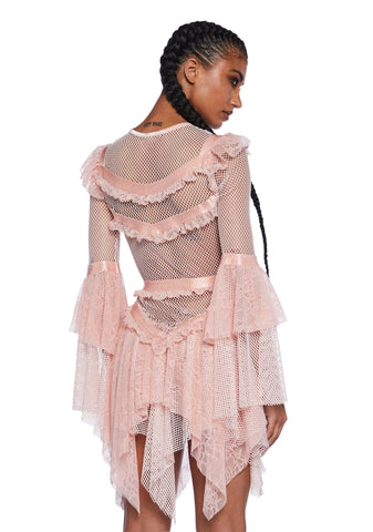 Saints & Sinners Fishnet Mini Dress - Pink