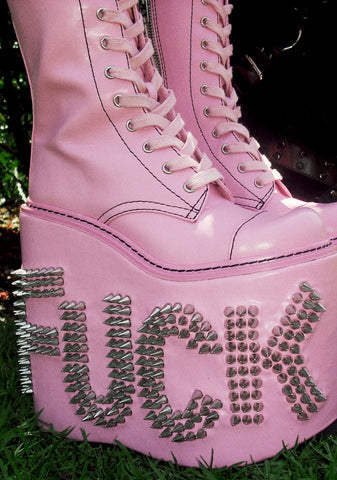 Never Censored Platform Boots - Pink