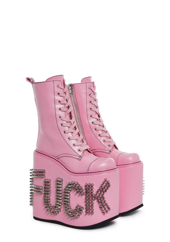 Never Censored Platform Boots - Pink