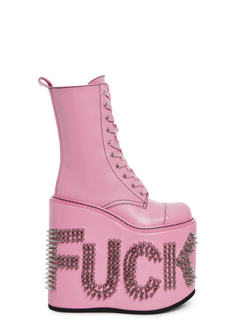 Never Censored Platform Boots - Pink