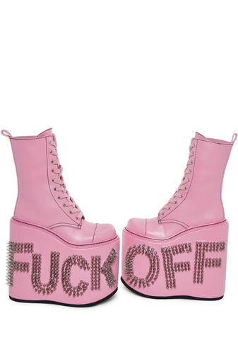 Never Censored Platform Boots - Pink