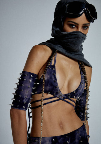 Racy Thoughts Bra And Cuffs Set - Purple