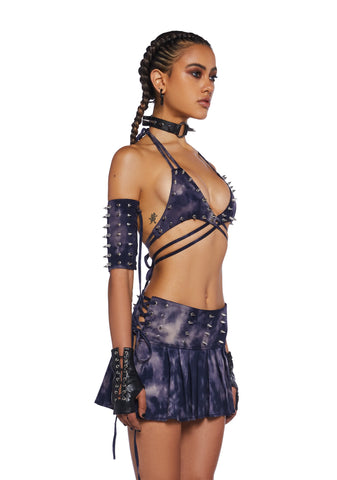 Racy Thoughts Bra And Cuffs Set - Purple