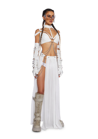 Immersed In Magic Maxi Skirt - White