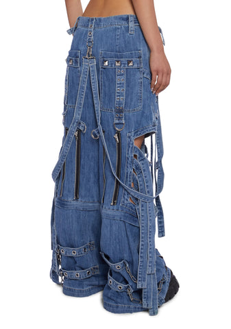 Super Cut Out Wide Leg Pants - Blue