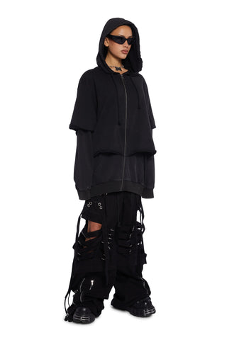 Super Cut Out Wide Leg Pants - Black