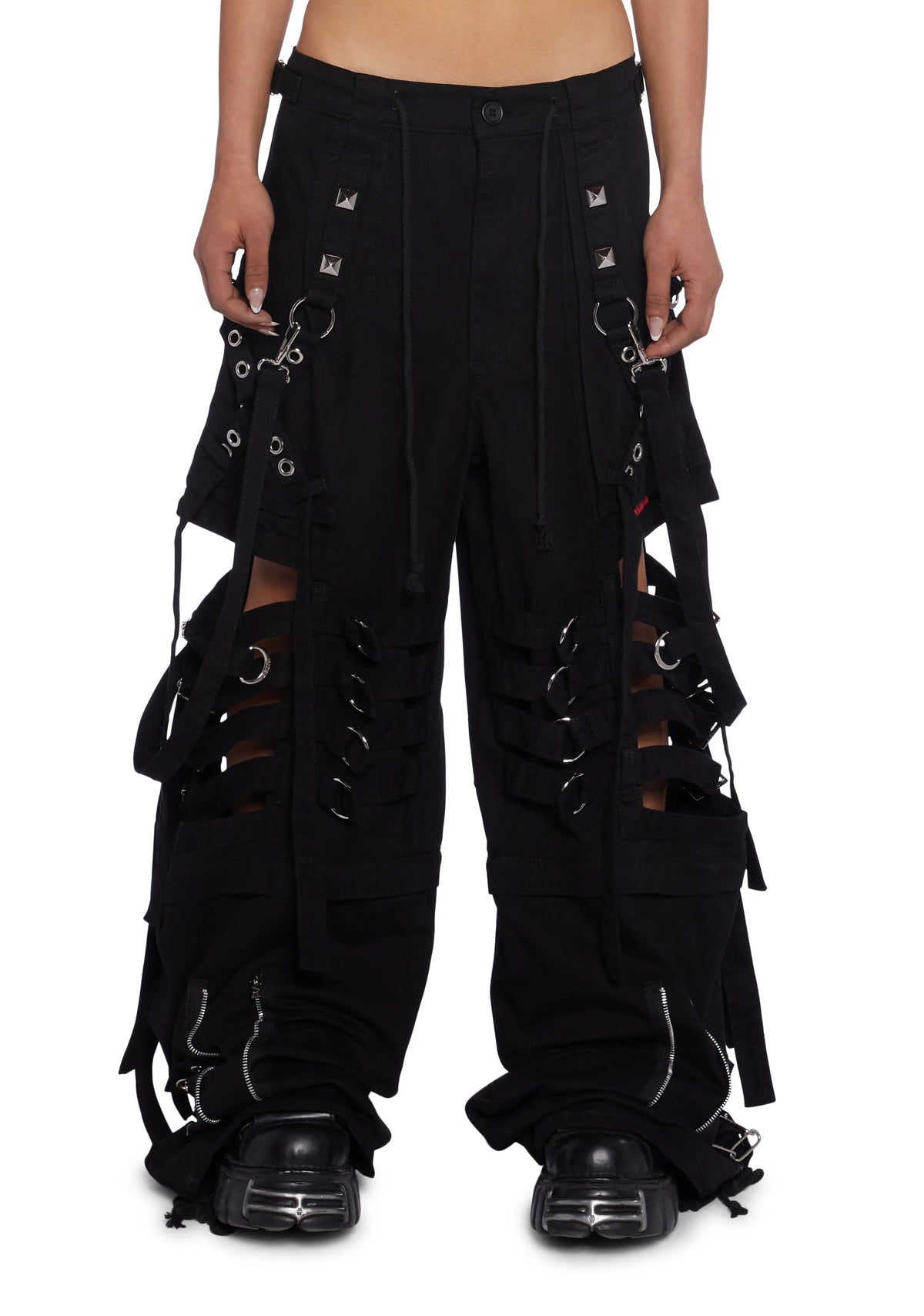 Super Cut Out Wide Leg Pants - Black