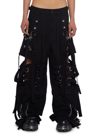 Super Cut Out Wide Leg Pants - Black