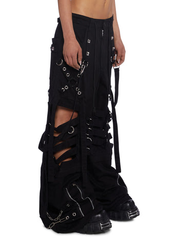 Super Cut Out Wide Leg Pants - Black