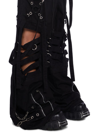 Super Cut Out Wide Leg Pants - Black