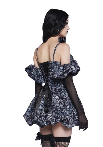 Vexed Hearts Mini Dress - Skull