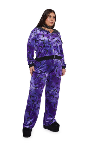 Plus Bat Behavior Cropped Hoodie - Purple