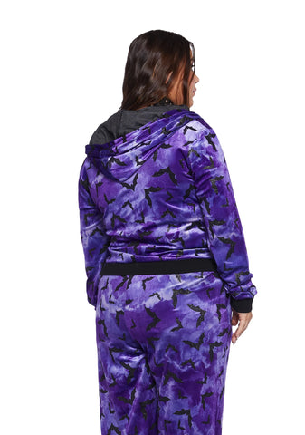 Plus Bat Behavior Cropped Hoodie - Purple