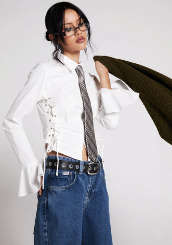 Rare Moment Collared Top - White