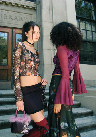 Once Loved Floral Corset Top - Black