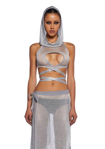 Chamber Metallic Hooded Top