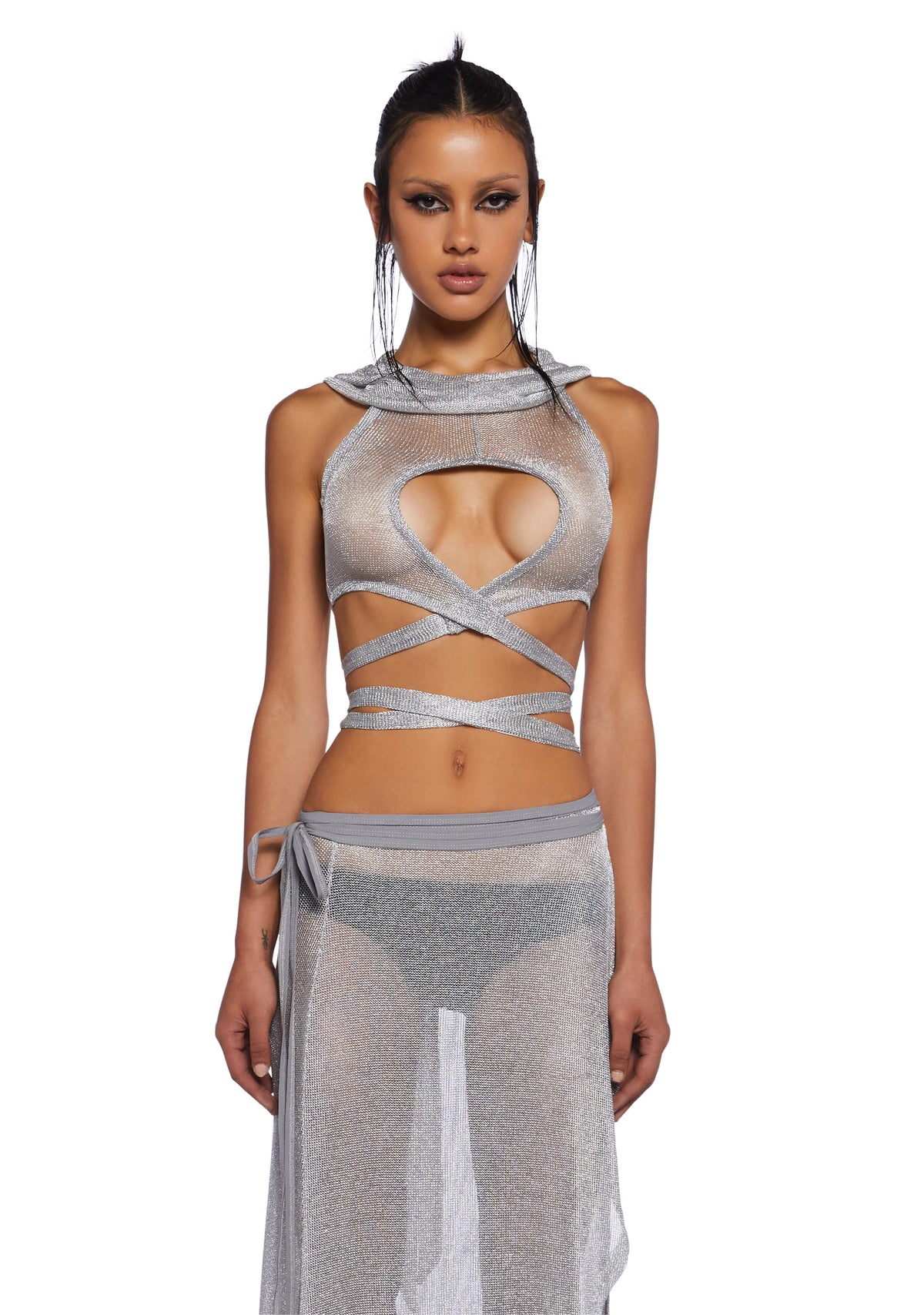 Chamber Metallic Hooded Top