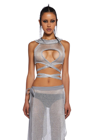 Chamber Metallic Hooded Top