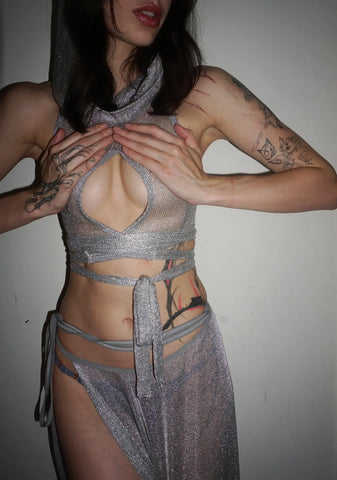 Chamber Metallic Hooded Top