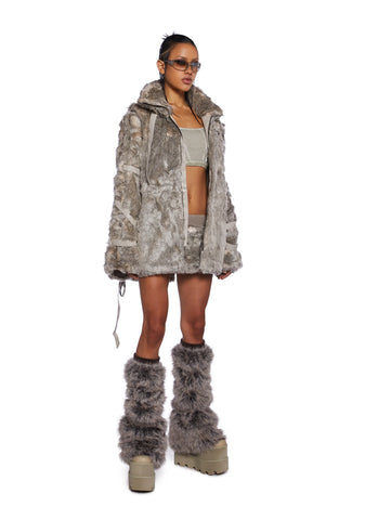 Chamber Faux Fur Jacket With Removable Sleeves - Light Brown