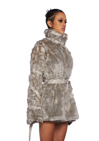 Chamber Faux Fur Jacket With Removable Sleeves - Light Brown