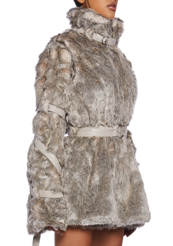 Chamber Faux Fur Jacket With Removable Sleeves - Light Brown