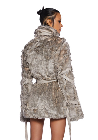 Chamber Faux Fur Jacket With Removable Sleeves - Light Brown