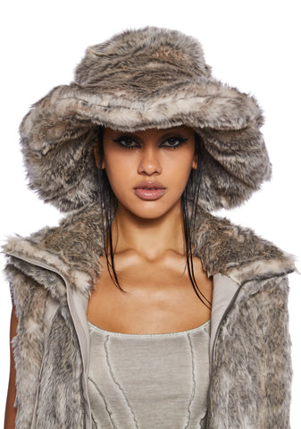 Chamber Faux Fur Bucket Hat - Brown