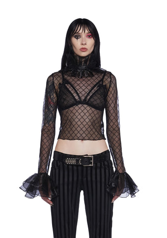 Otherworldly Allure Mesh Long Sleeve Top