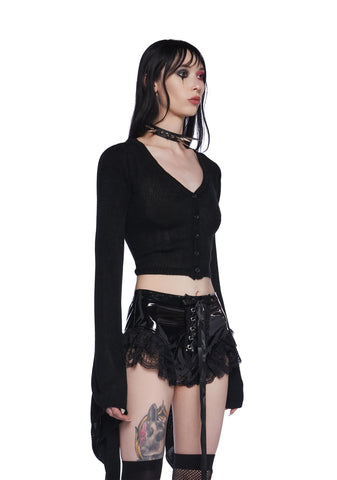 Black Balloon Knit Cardigan