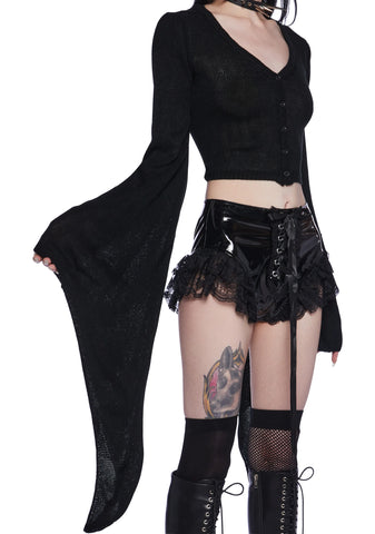 Black Balloon Knit Cardigan