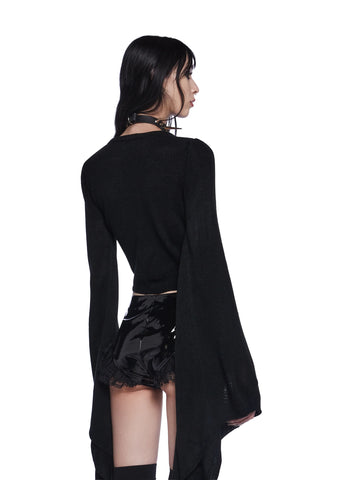 Black Balloon Knit Cardigan