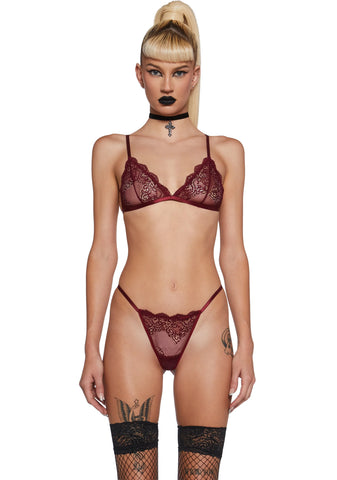Heartless Lust Triangle Bra - Burgundy