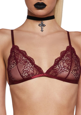 Heartless Lust Triangle Bra - Burgundy